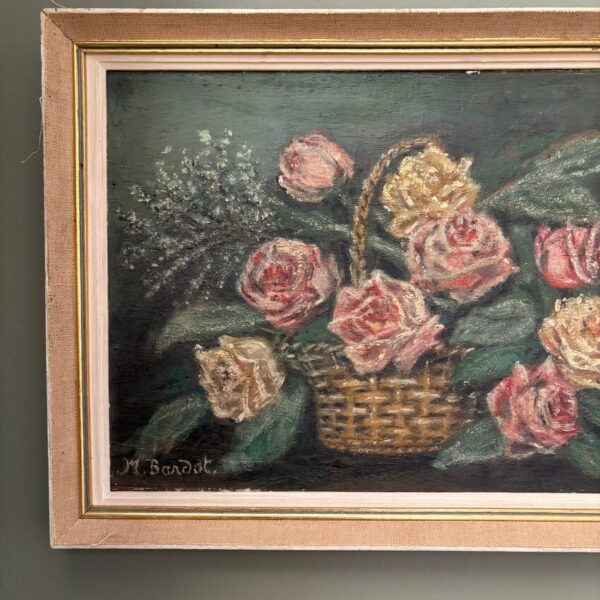 Tableau floral sur bois ancien – Image 3