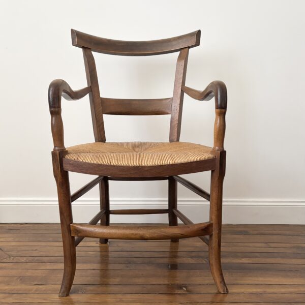 Fauteuil campagnard en paille & noyer – Image 16