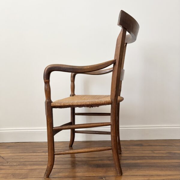 Fauteuil campagnard en paille & noyer – Image 3