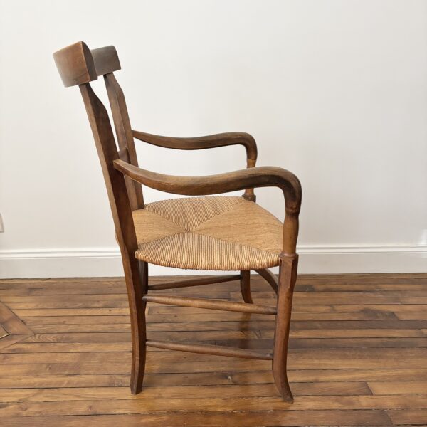 Fauteuil campagnard en paille & noyer – Image 12