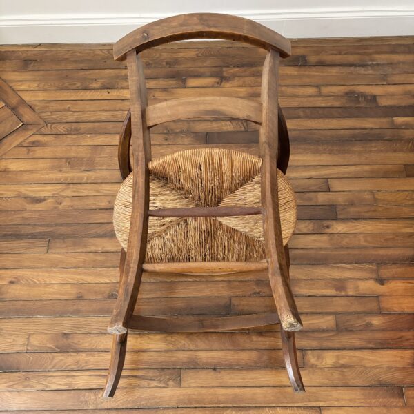 Fauteuil campagnard en paille & noyer – Image 8