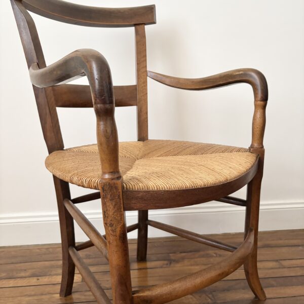 Fauteuil campagnard en paille & noyer – Image 4
