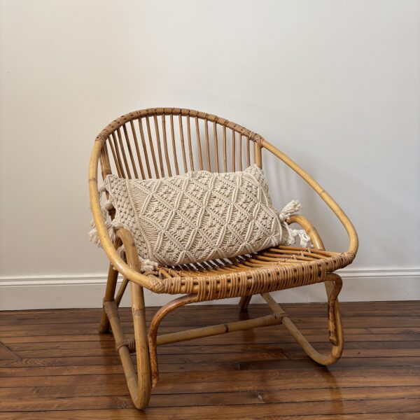 Fauteuil coquille en rotin vintage