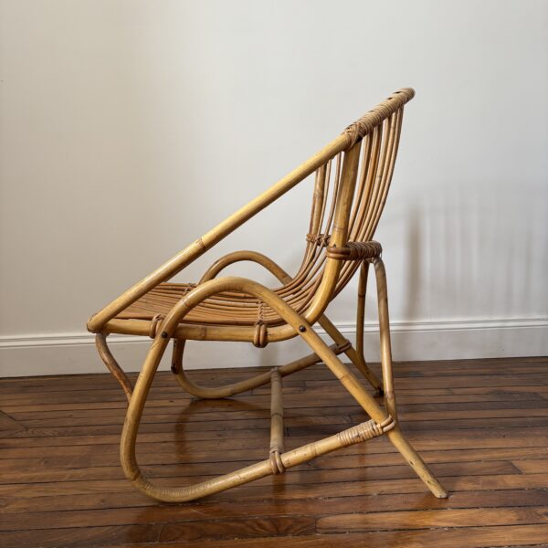 Fauteuil coquille en rotin vintage – Image 3